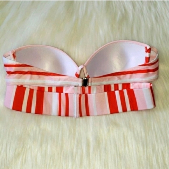New Pink Striped Push Up Underwire Top Bikini Set Swimsuit Size L - Picture 6 of 6